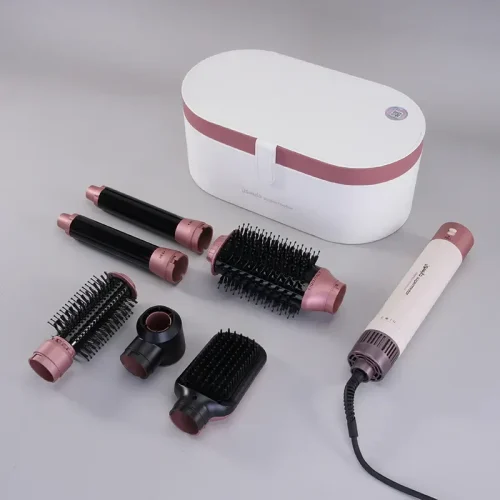 EN-4133-4f ENZO Professional 6-in-1 Hair Styler Set– ENZO EN-4133 Supersonic Airwrap Dryer with Curling Barrels, Volumizing Brushes & Smoothing Comb-colour White