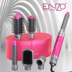 IMG-20250821-WA0155 ENZO Professional 6-in-1 Hair Styler Set– ENZO EN-4133 Supersonic Airwrap Dryer with Curling Barrels, Volumizing Brushes & Smoothing Comb-colour Pink