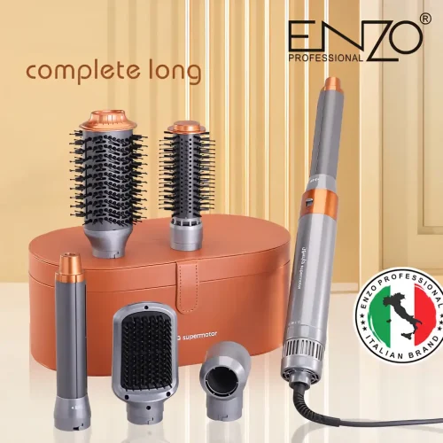 IMG-20250821-WA0159 ENZO Professional 6-in-1 Hair Styler Set– ENZO EN-4133 Supersonic Airwrap Dryer with Curling Barrels, Volumizing Brushes & Smoothing Comb(Brown)