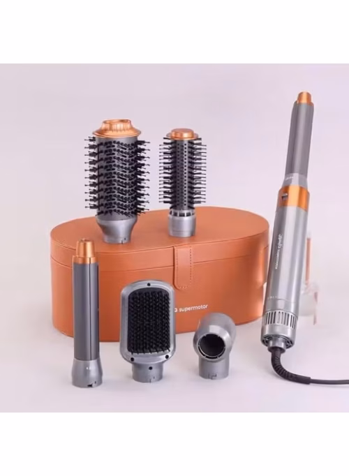bb608066-e852-47a9-8335-145d85c62de8 ENZO Professional 6-in-1 Hair Styler Set– ENZO EN-4133 Supersonic Airwrap Dryer with Curling Barrels, Volumizing Brushes & Smoothing Comb(Brown)